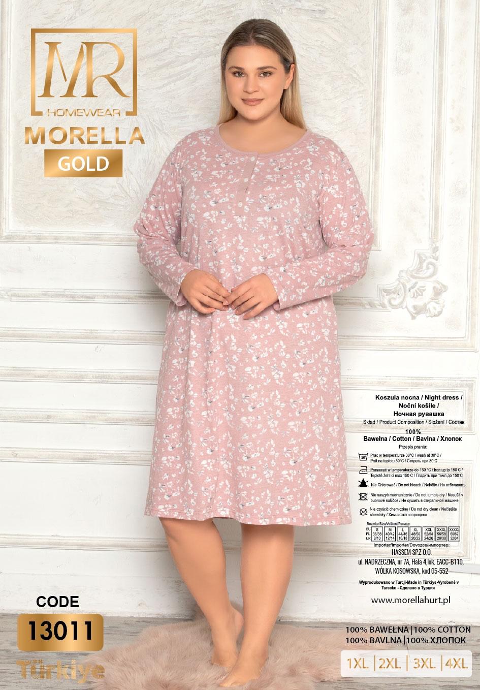 Morella GOLD Bawełna Koszula Nocna Długi rękaw Duże rozmiary kod;13011 Roz; 1XL- 2XL- 3XL- 4XL - zdjęcie 2