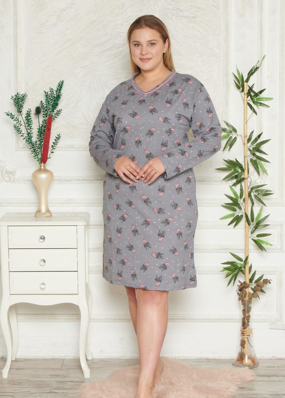 Morella GOLD Bawełna Koszula Nocna Długi rękaw Duże rozmiary kod;GD-11-002 Roz; 1XL- 2XL- 3XL- 4XL - zdjęcie 1