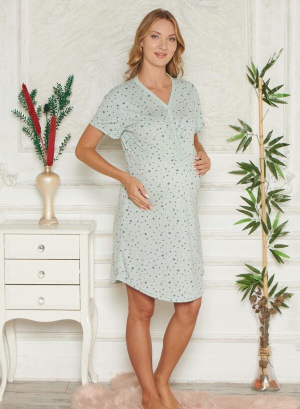 Morella Gold Bawełna Koszula Nocna do Karmienia/Ciążowa na Napy kod;18016-1 Rozmiary;M-L-XL-XXL - zdjęcie 3