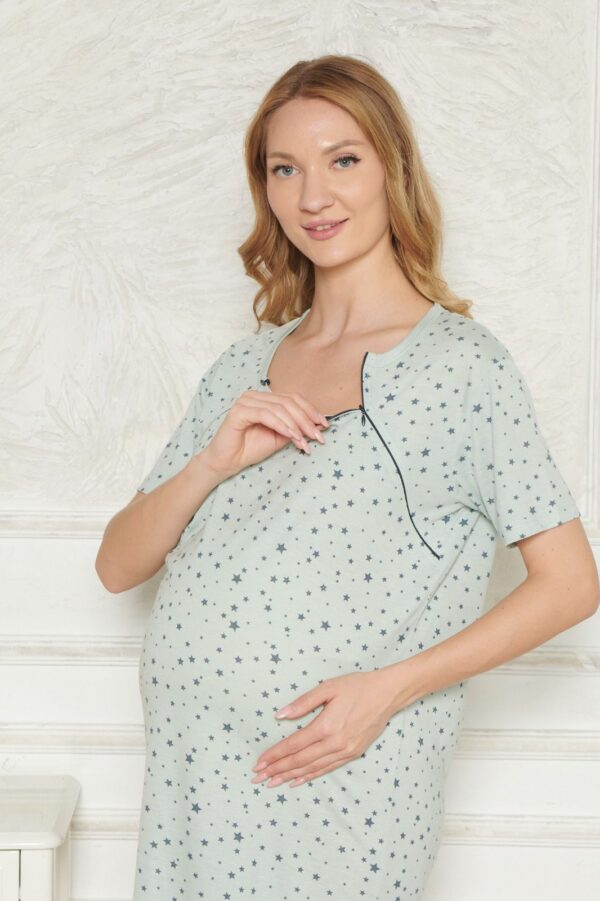 Morella Gold Bawełna Koszula Nocna do Karmienia/Ciążowa na Zamki kod;18014-1 Rozmiary;M-L-XL-XXL - zdjęcie 6