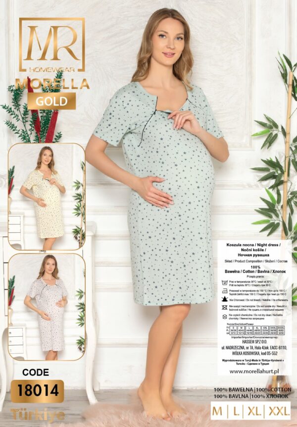 Morella Gold Bawełna Koszula Nocna do Karmienia/Ciążowa na Zamki kod;18014 Rozmiary;M-L-XL-XXL - zdjęcie 5