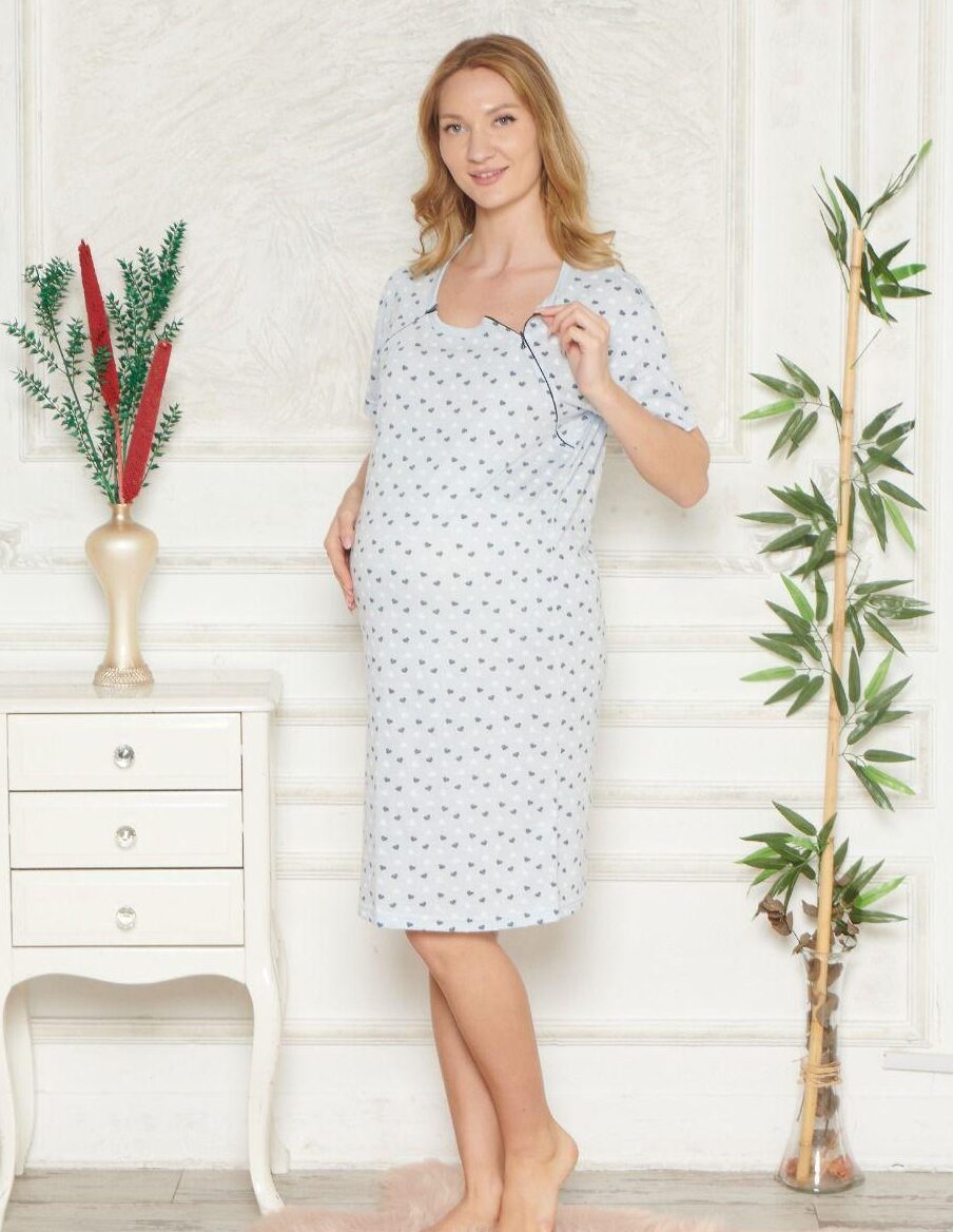 Morella Gold Bawełna Koszula Nocna do Karmienia/Ciążowa na Zamki kod;18015-1 Rozmiary;M-L-XL-XXL - zdjęcie 1