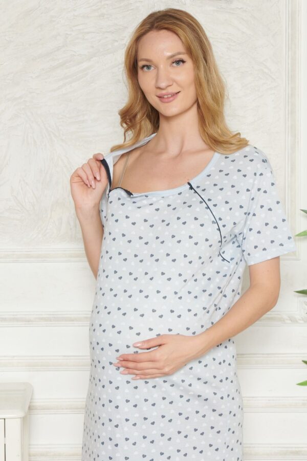 Morella Gold Bawełna Koszula Nocna do Karmienia/Ciążowa na Zamki kod;18015-1 Rozmiary;M-L-XL-XXL - zdjęcie 6