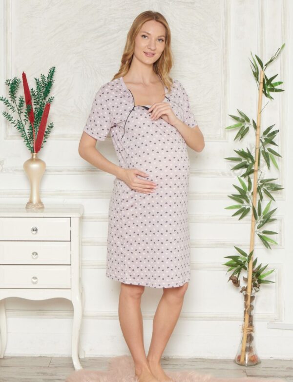 Morella Gold Bawełna Koszula Nocna do Karmienia/Ciążowa na Zamki kod;18015 Rozmiary;M-L-XL-XXL - zdjęcie 4