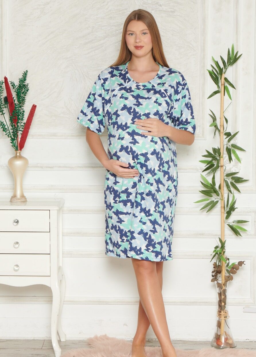 Morella Gold Bawełna Koszula Nocna do Karmienia/Ciążowa na Zamki kod;GD-1-006 Rozmiary;M-L-XL-XXL - zdjęcie 1