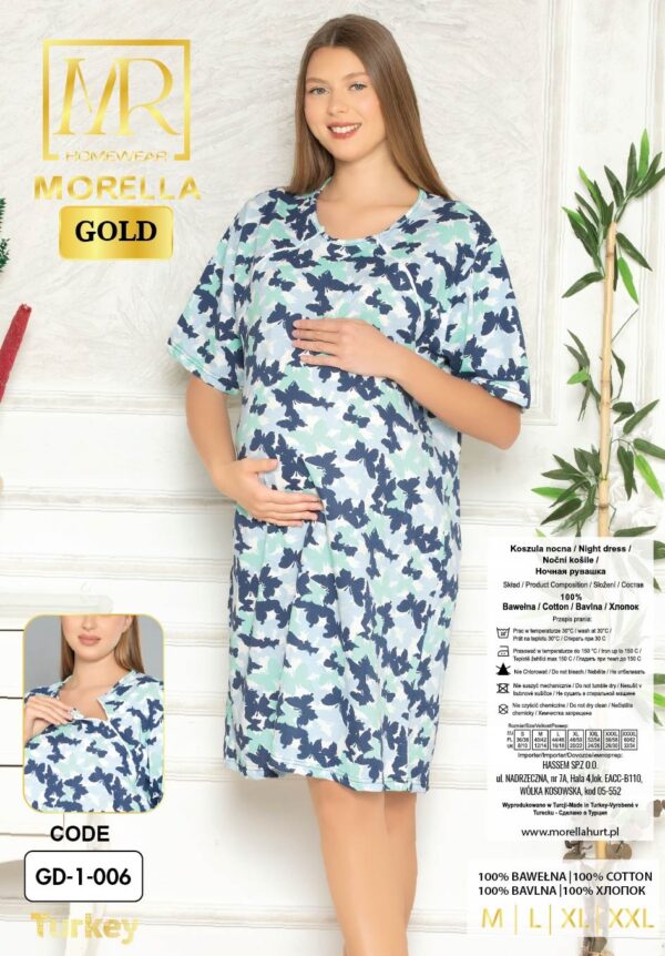 Morella Gold Bawełna Koszula Nocna do Karmienia/Ciążowa na Zamki kod;GD-1-006 Rozmiary;M-L-XL-XXL - zdjęcie 6