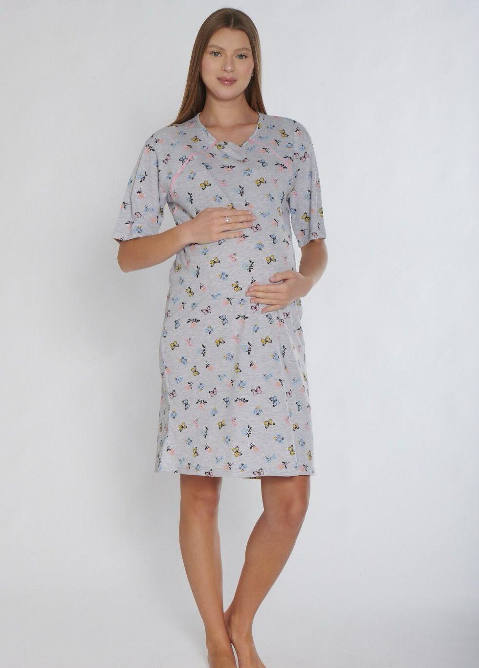 Morella Gold Bawełna Koszula Nocna do Karmienia/Ciążowa na Zamki kod;GD-1-008 Rozmiary;M-L-XL-XXL - zdjęcie 1