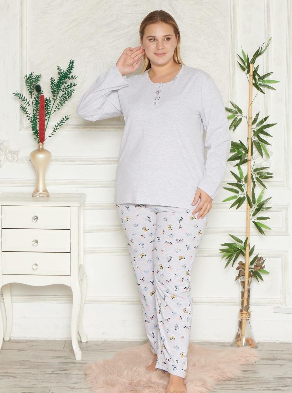 Morella GOLD Bawełna Piżama Damska Długi Rękaw Długie Spodnie kod; GD-1-6006 Rozmiary;1XL-2XL-3XL-4XL - zdjęcie 1