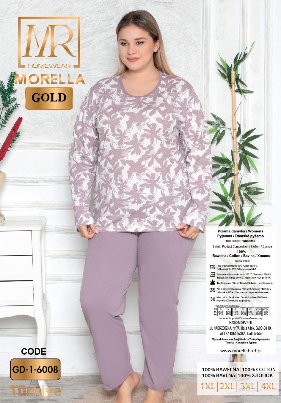 Morella GOLD Bawełna Piżama Damska Długi Rękaw Długie Spodnie kod; GD-1-6008 Rozmiary; 1XL-2XL-3XL-4XL - zdjęcie 2