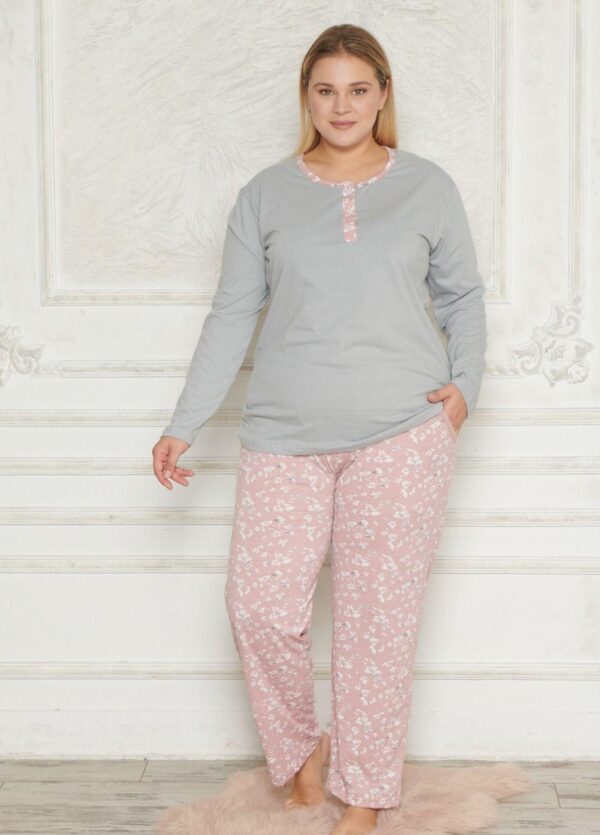 Morella GOLD Bawełna Piżama Damska Długi Rękaw Długie Spodnie kod; GD-6008 Rozmiary; 1XL-2XL-3XL-4XL - zdjęcie 3