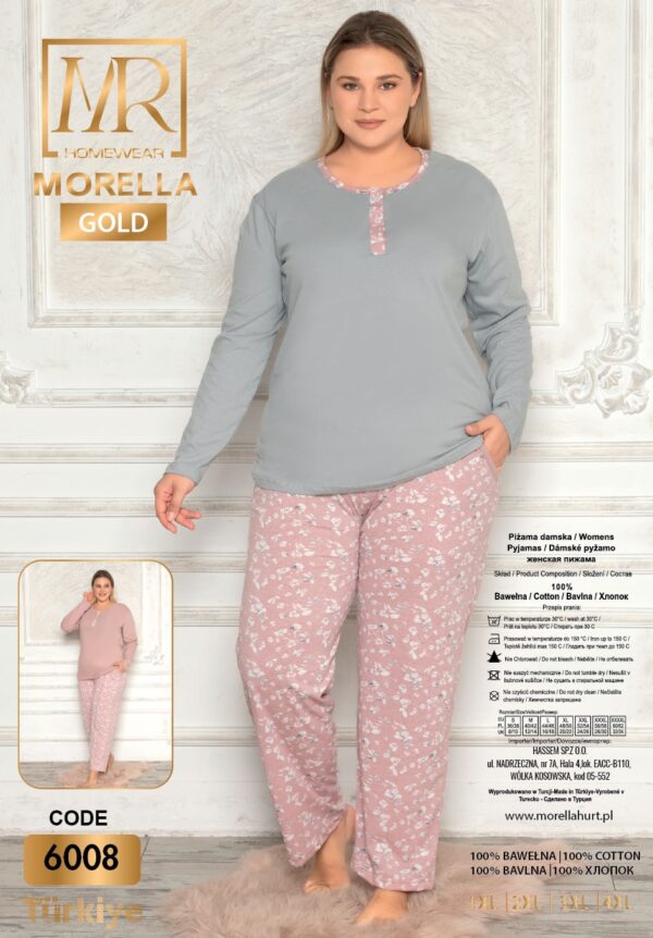 Morella GOLD Bawełna Piżama Damska Długi Rękaw Długie Spodnie kod; GD-6008 Rozmiary; 1XL-2XL-3XL-4XL - zdjęcie 4