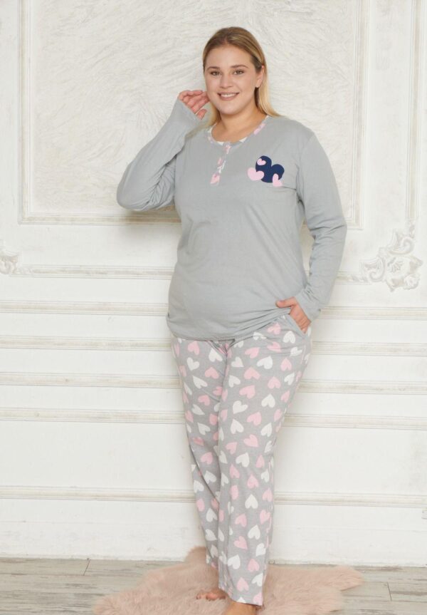 Morella GOLD Bawełna Piżama Damska Długi Rękaw Długie Spodnie kod; GD-6009 Rozmiary; 1XL-2XL-3XL-4XL - zdjęcie 3