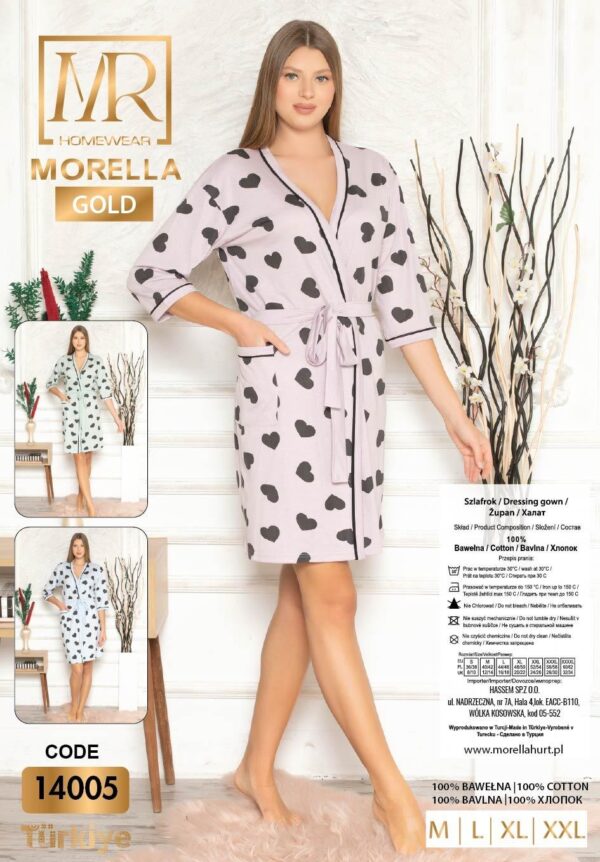 Morella Gold Bawełna Szlafrok Damski kod;14005 Roz; M-L-XL-XXL - zdjęcie 4