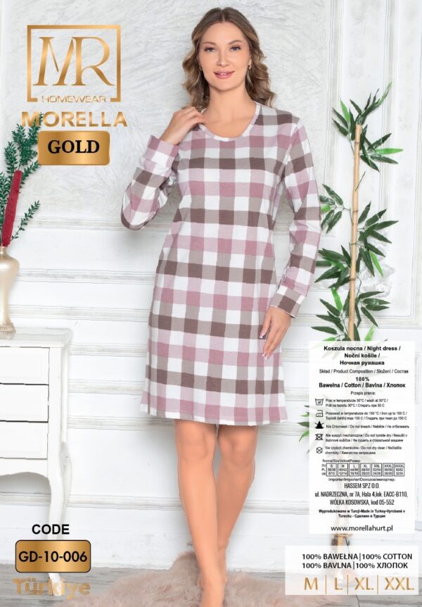 Morella GOLD Bawełniana Koszula Nocna Długi Rękaw kod;GD-10-006 Roz; M-L-XL-XXL - zdjęcie 5