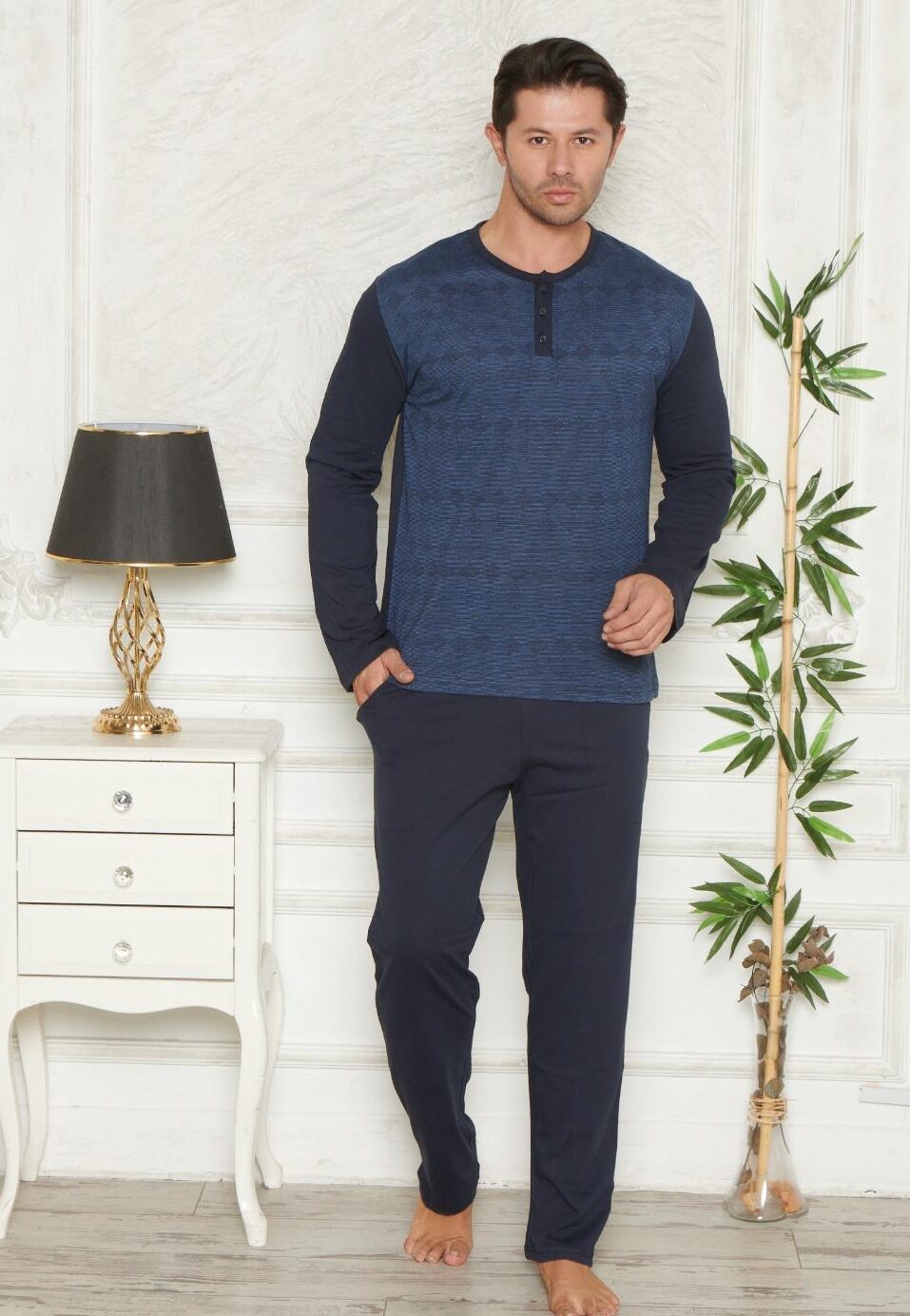 Morella GOLD Piżama Męska Bawełna Długi Rękaw Długie Spodnie Kod;GD-6-1001 Rozmiary: L-XL-XXL-3XL - zdjęcie 1