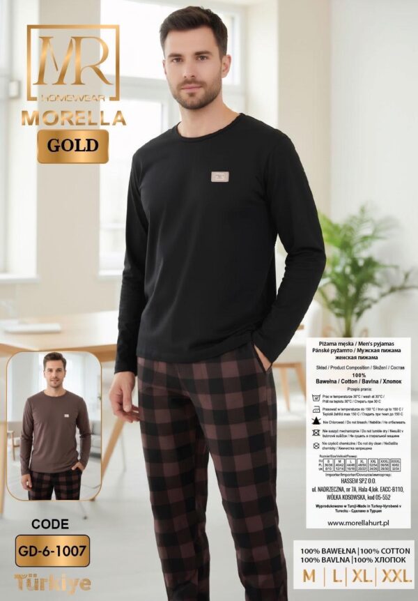 Morella GOLD Piżama Męska Bawełna Długi Rękaw Długie Spodnie Ściągacze Kod;GD-6-1007 Rozmiary: M-L-XL-XXL - zdjęcie 5