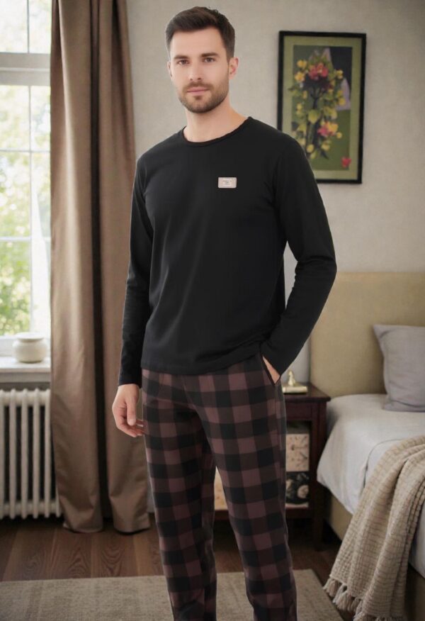 Morella GOLD Piżama Męska Bawełna Długi Rękaw Długie Spodnie Ściągacze Kod;GD-6-1007 Rozmiary: M-L-XL-XXL - zdjęcie 4