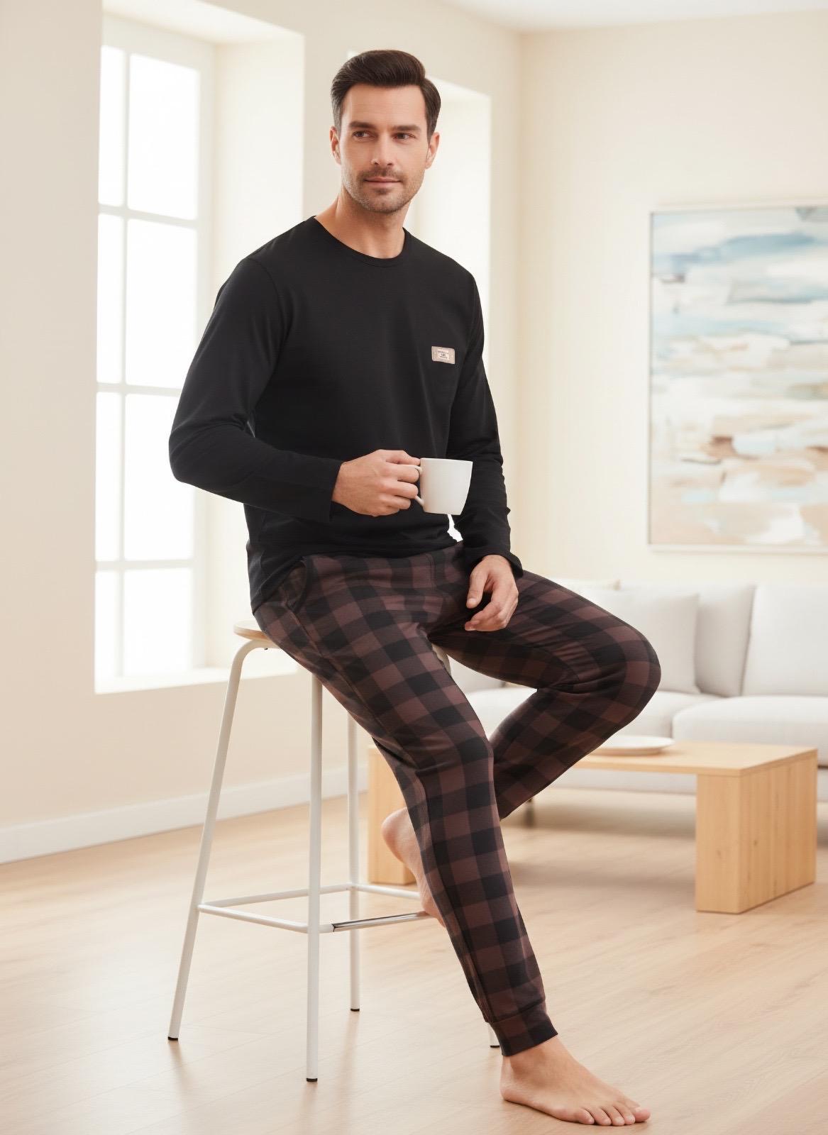 Morella GOLD Piżama Męska Bawełna Długi Rękaw Długie Spodnie Ściągacze Kod;GD-6-1007 Rozmiary: M-L-XL-XXL - zdjęcie 3