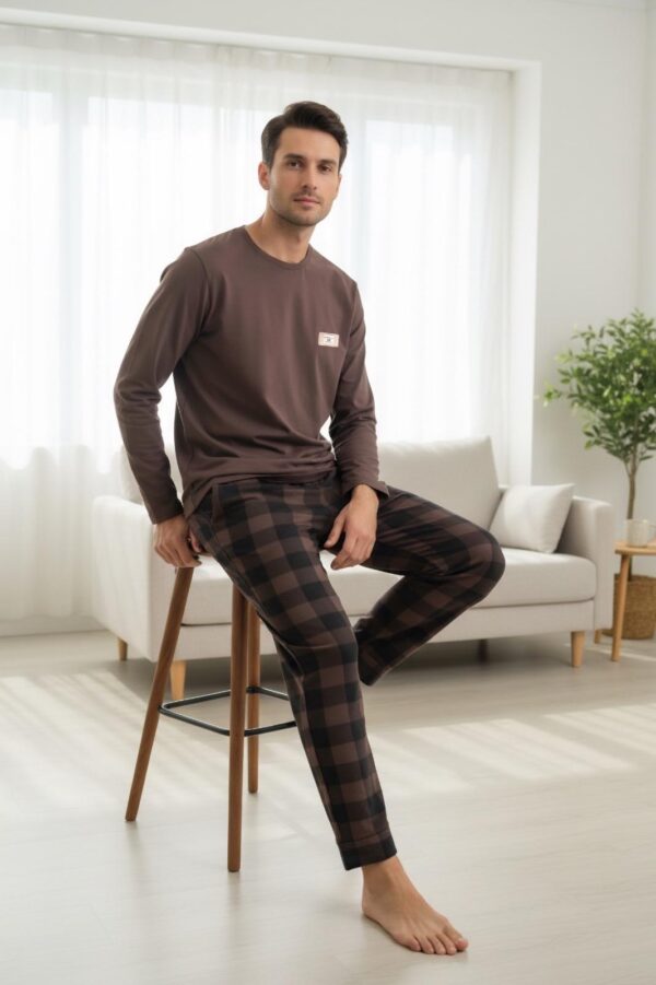 Morella GOLD Piżama Męska Bawełna Długi Rękaw Długie Spodnie Ściągacze Kod;GD-6-1007-1 Rozmiary: M-L-XL-XXL - zdjęcie 5