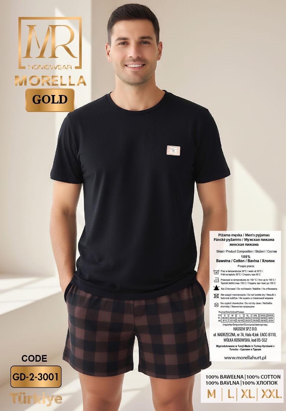 Morella Gold Piżama Męska Bawełna Krótki Rękaw Szorty Kod; GD-2-3001-1 Rozmiary: M-L-XL-XXL - zdjęcie 2