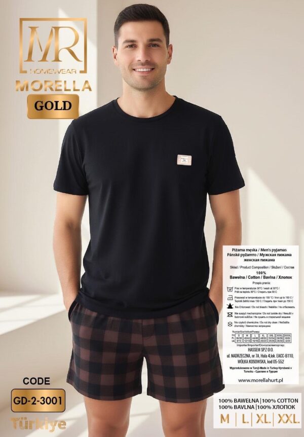 Morella Gold Piżama Męska Bawełna Krótki Rękaw Szorty Kod; GD-2-3001-1 Rozmiary: M-L-XL-XXL - zdjęcie 5