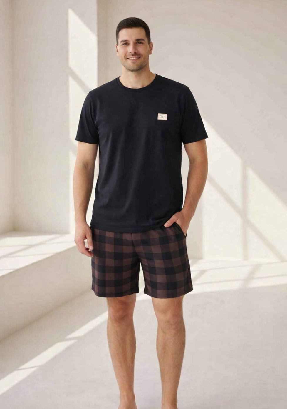 Morella Gold Piżama Męska Bawełna Krótki Rękaw Szorty Kod; GD-2-3001 Rozmiary: M-L-XL-XXL - zdjęcie 1