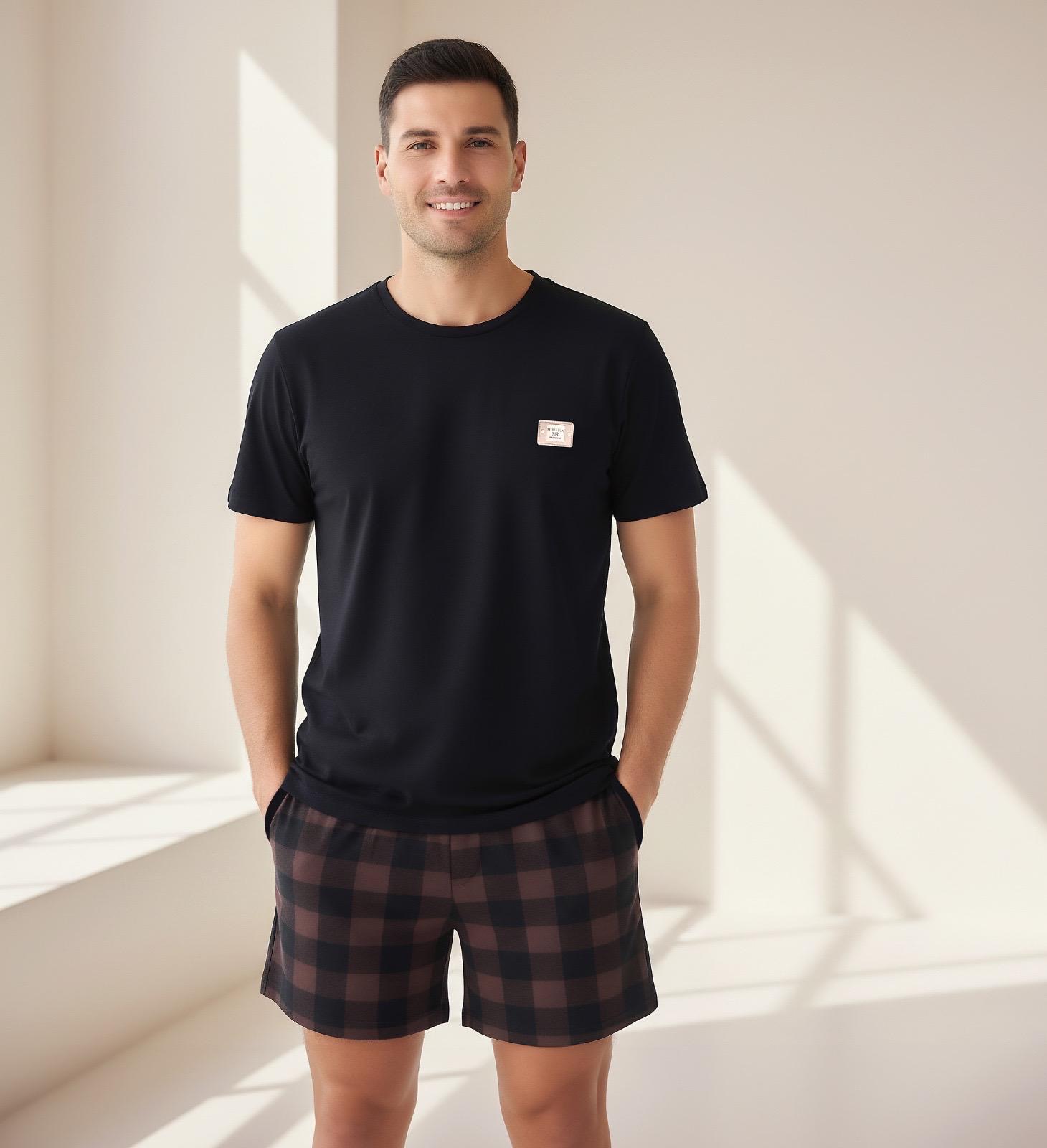 Morella Gold Piżama Męska Bawełna Krótki Rękaw Szorty Kod; GD-2-3001 Rozmiary: M-L-XL-XXL - zdjęcie 3