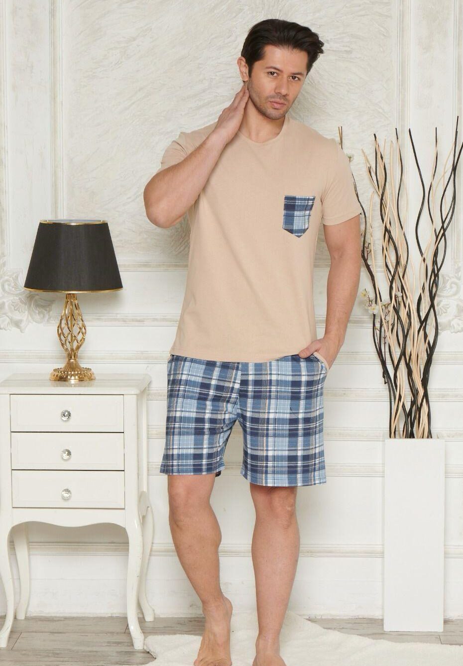 Morella Gold Piżama Męska Bawełna Krótki Rękaw Szorty Kod;GD-2-3000-1 Rozmiary: M-L-XL-XXL