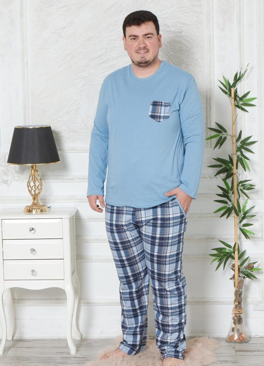 Morella GOLD Piżama Męska Długi Rękaw Duże Rozmiary Bawełna Kod;GD-6-2000-1 Rozmiary: 3XL-4XL-5XL-6XL - zdjęcie 1