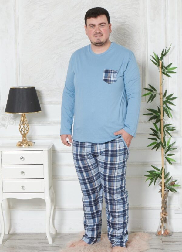 Morella GOLD Piżama Męska Długi Rękaw Duże Rozmiary Bawełna Kod;GD-6-2000-1 Rozmiary: 3XL-4XL-5XL-6XL - zdjęcie 3