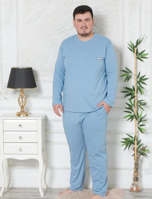 Morella GOLD Piżama Męska Długi Rękaw Duże Rozmiary Bawełna Kod;GD-6-2001-1 Rozmiary: 3XL-4XL-5XL-6XL - zdjęcie 3