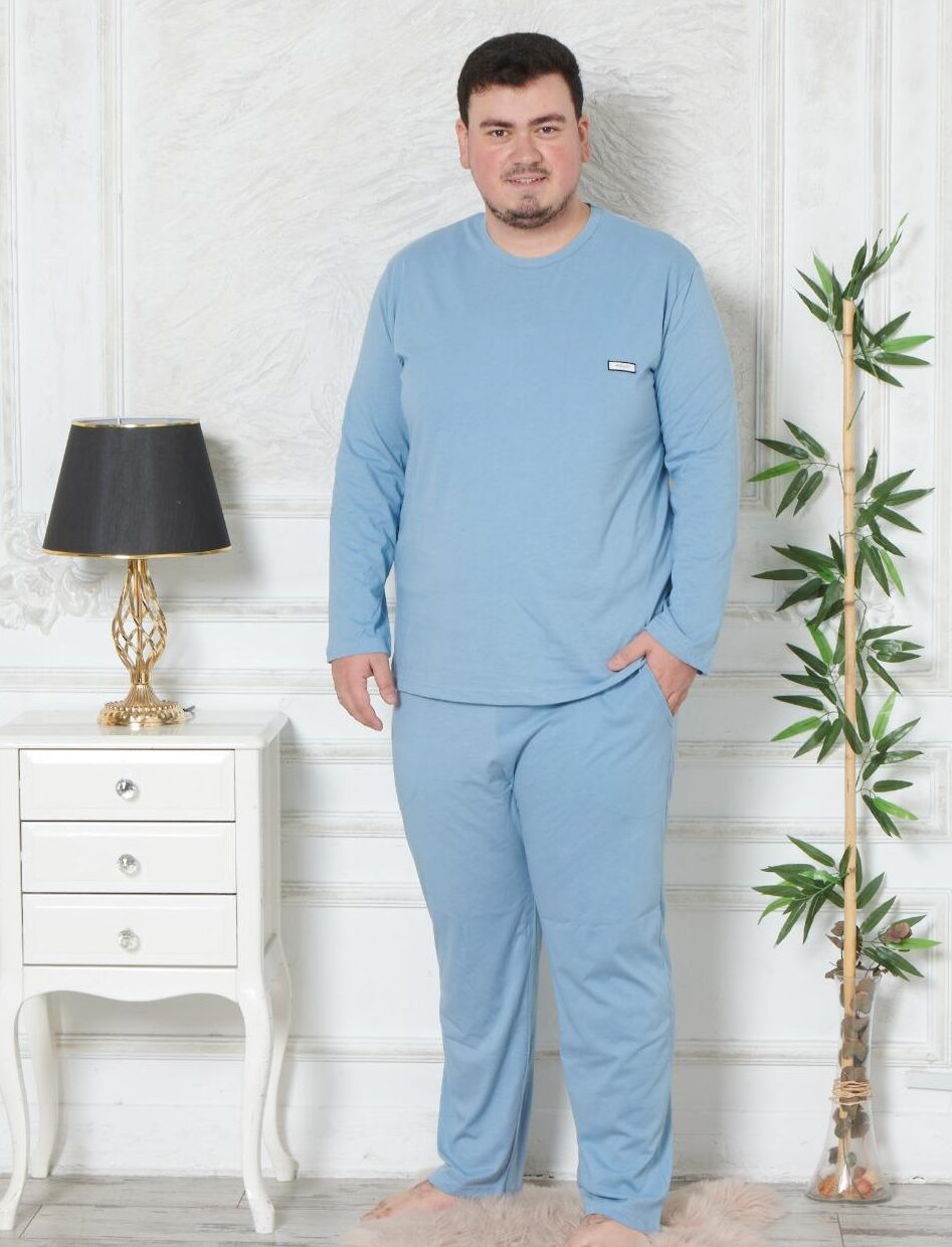 Morella GOLD Piżama Męska Długi Rękaw Duże Rozmiary Bawełna Kod;GD-6-2001-1 Rozmiary: 3XL-4XL-5XL-6XL - zdjęcie 1