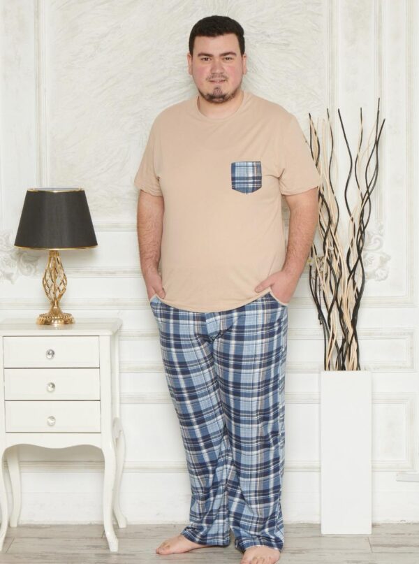 Morella Gold Piżama Męska Krótki Rękaw Długie Spodnie Big Size Bawełna Kod;GD-2-8000-1 Rozmiary; 3XL-4XL-5XL-6XL - zdjęcie 3