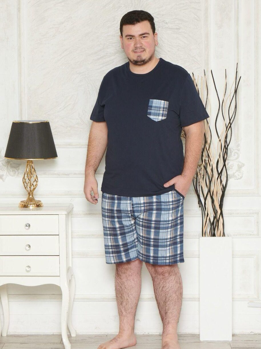 Morella Gold Piżama Męska Krótki Rękaw Szorty Big Size Bawełna Kod;GD-2-9000-2 Rozmiary:3XL-4XL-5XL-6XL - zdjęcie 1