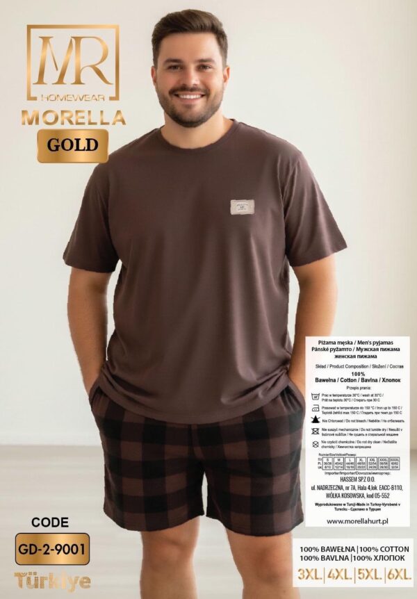 Morella Gold Piżama Męska Krótki Rękaw Szorty Big Size Kod;GD-2-9001-1 Rozmiary:3XL-4XL-5XL-6XL - zdjęcie 4