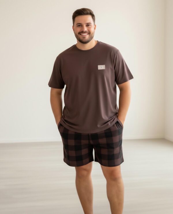 Morella Gold Piżama Męska Krótki Rękaw Szorty Big Size Kod;GD-2-9001-1 Rozmiary:3XL-4XL-5XL-6XL - zdjęcie 3