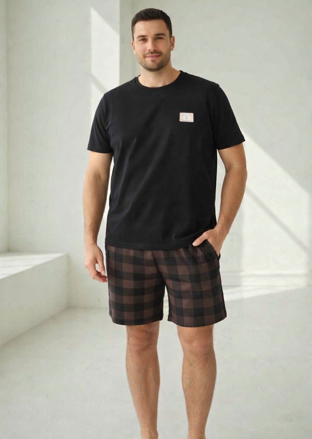 Morella Gold Piżama Męska Krótki Rękaw Szorty Big Size Kod;GD-2-9001 Rozmiary:3XL-4XL-5XL-6XL