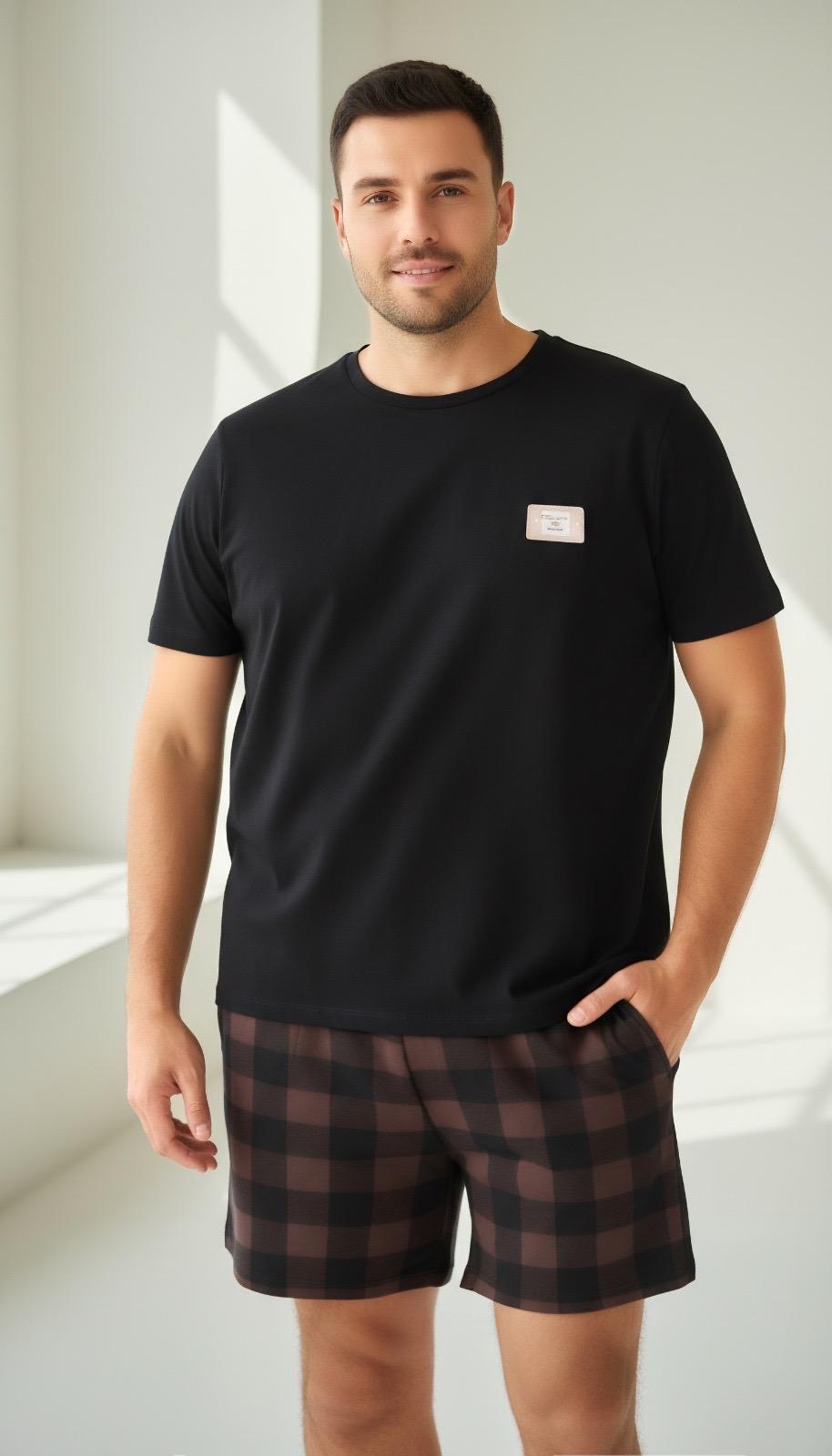 Morella Gold Piżama Męska Krótki Rękaw Szorty Big Size Kod;GD-2-9001 Rozmiary:3XL-4XL-5XL-6XL - zdjęcie 3