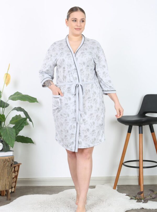 Morella Gold Szlafrok Damski Bawełna Wiązany Większe Rozmiary kod;15003-2 Rozmiary;1XL-2XL-3XL-4XL - zdjęcie 3