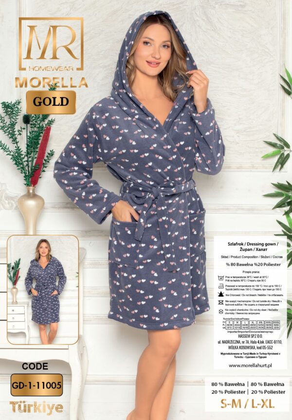 Morella Gold Szlafrok Damski Polarowy kod; GD-1-11005 Rozmiary; S-M / L-XL - zdjęcie 5