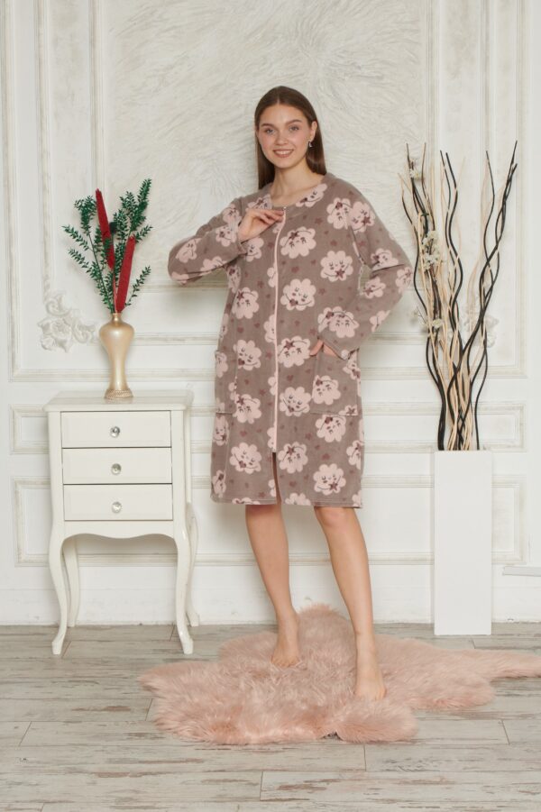 Morella Gold Szlafrok Damski Polarowy Na Zamek kod; GD-1-15003 Rozmiary; S-M / L-XL - zdjęcie 4