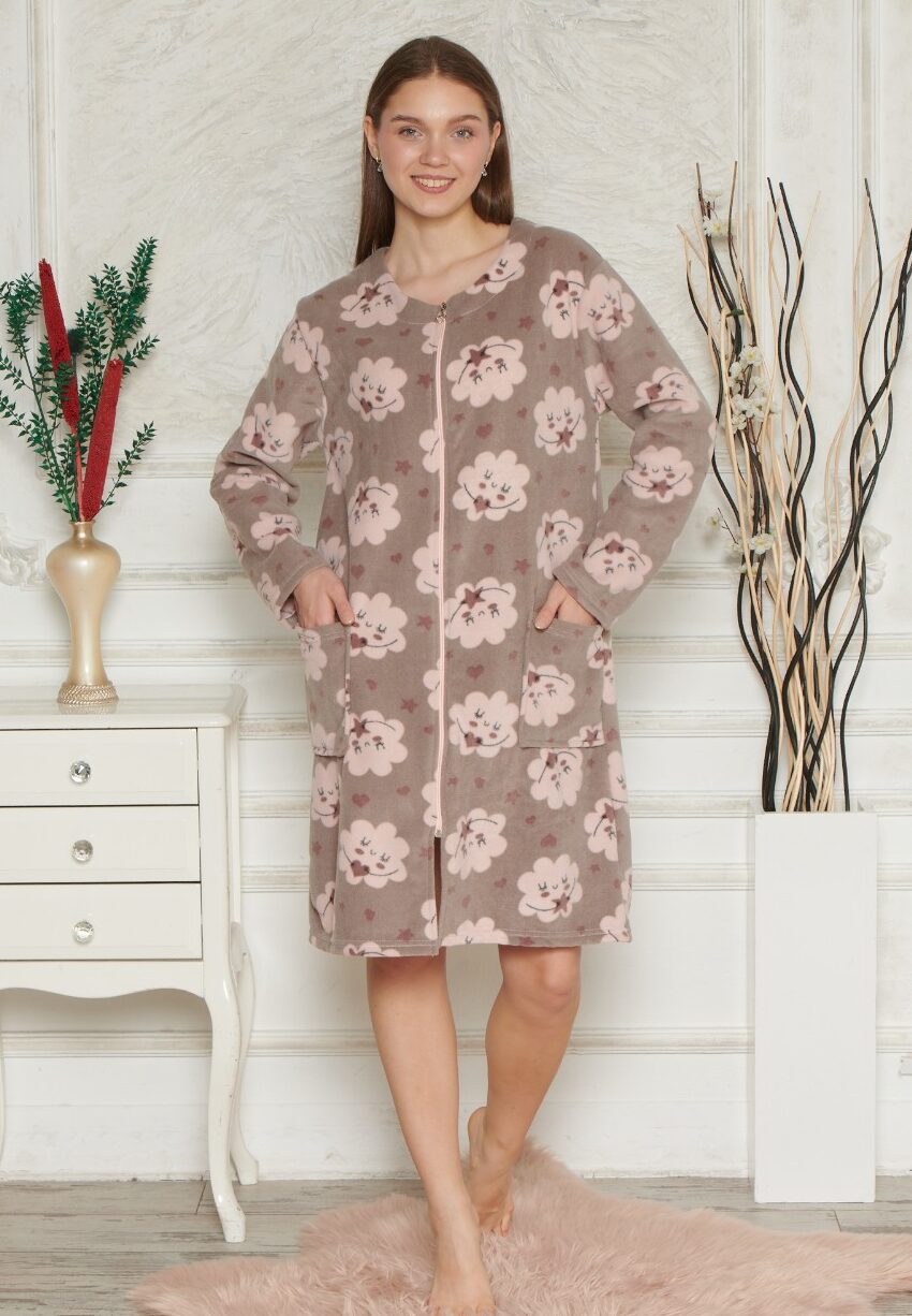 Morella Gold Szlafrok Damski Polarowy Na Zamek kod; GD-1-15003 Rozmiary; S-M / L-XL - zdjęcie 1