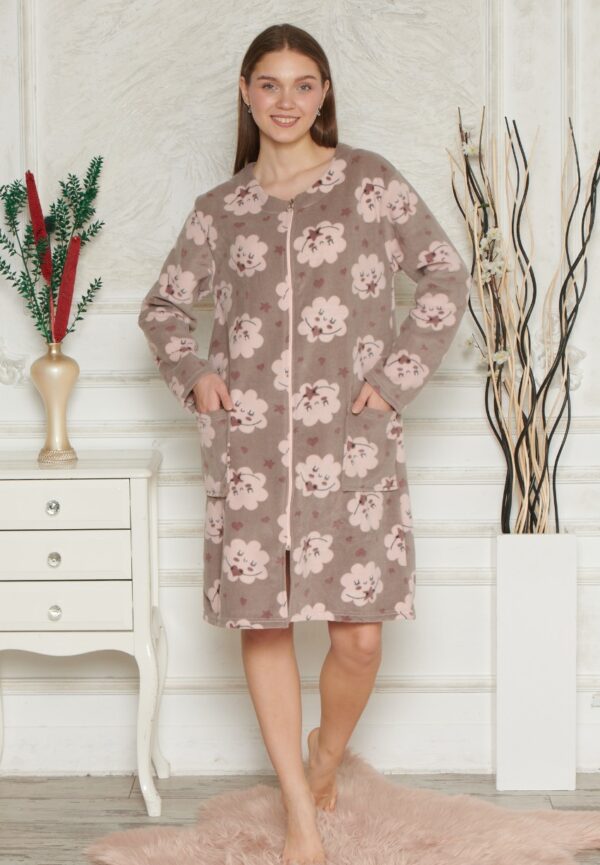 Morella Gold Szlafrok Damski Polarowy Na Zamek kod; GD-1-15003 Rozmiary; S-M / L-XL - zdjęcie 3