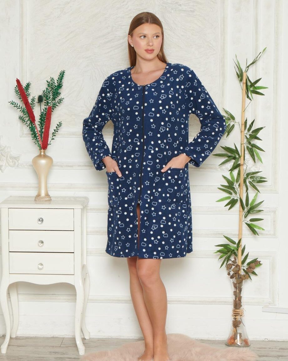 Morella Gold Szlafrok Damski Polarowy Na Zamek kod; GD-15004 Rozmiary; S-M / L-XL - zdjęcie 1