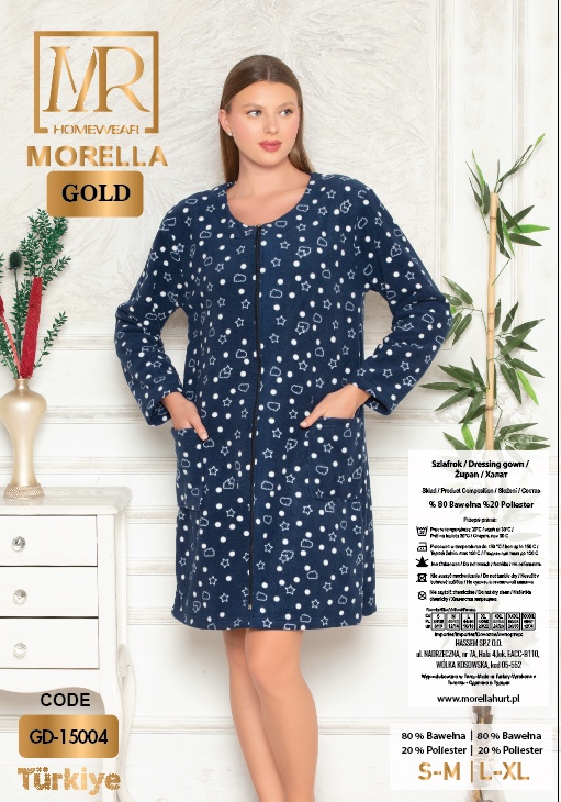Morella Gold Szlafrok Damski Polarowy Na Zamek kod; GD-15004 Rozmiary; S-M / L-XL - zdjęcie 2