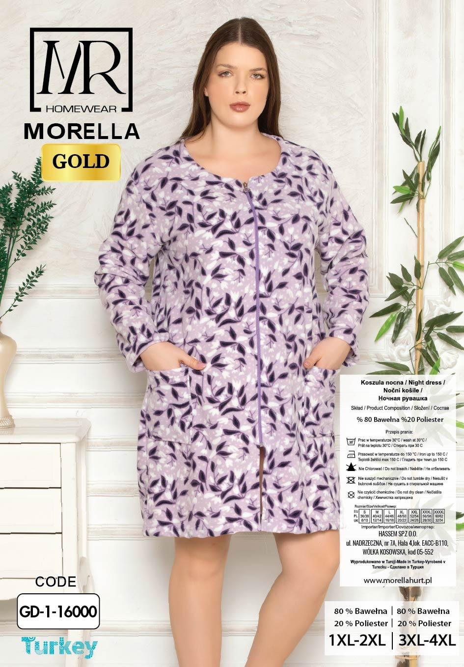 Morella Gold Szlafrok Damski Polarowy Na Zamek Większe Rozmiary kod; GD-1-16000 Rozmiary; 1XL-2XL / 3XL-4XL - zdjęcie 2