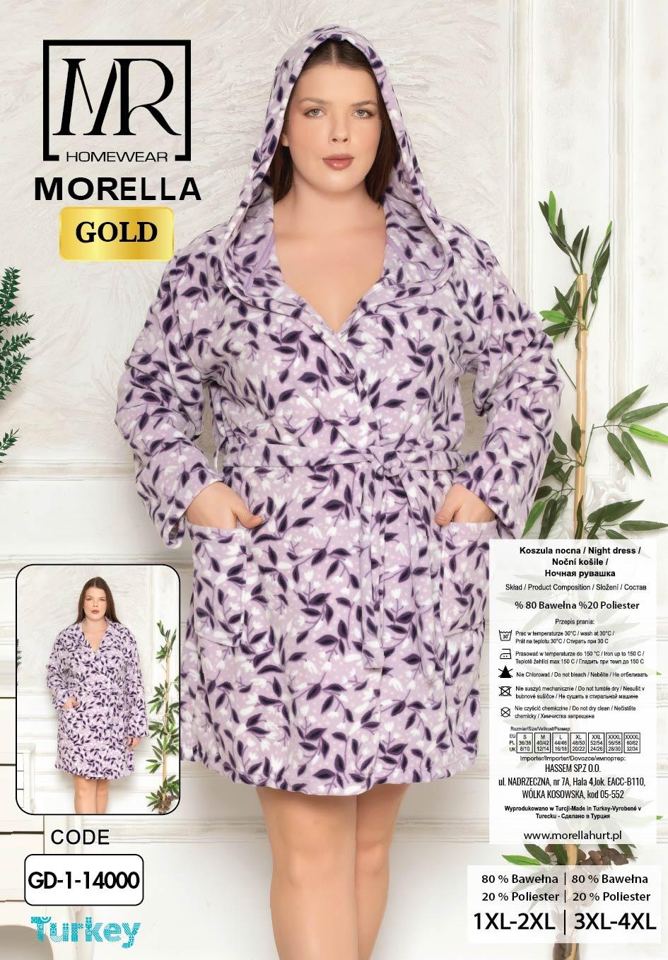 Morella Gold Szlafrok Damski Polarowy Większe Rozmiary kod; GD-1-14000 Rozmiary; 1XL-2XL / 3XL-4XL - zdjęcie 3