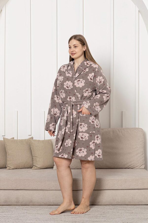 Morella Gold Szlafrok Damski Polarowy Większe Rozmiary kod; GD-1-14002 Rozmiary; 1XL-2XL; 3XL/4XL - zdjęcie 4