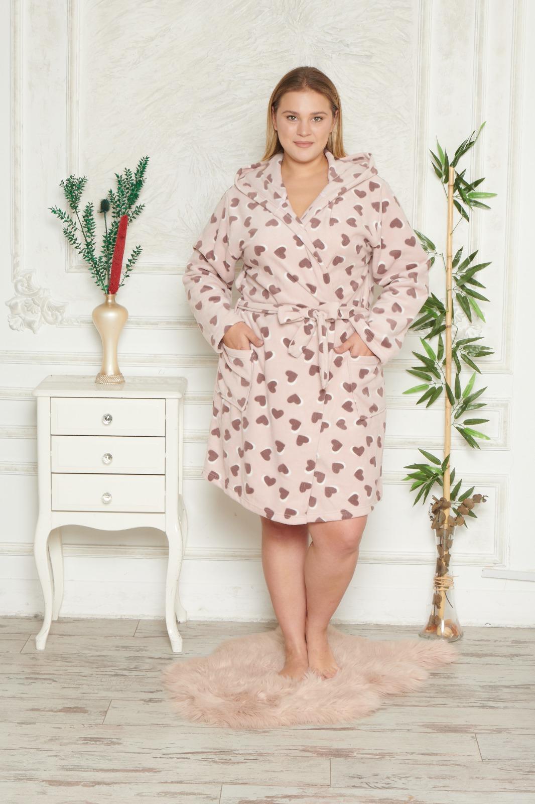 Morella Gold Szlafrok Damski Polarowy Większe Rozmiary kod; GD-1-14004 Rozmiary; 1XL-2XL / 3XL-4XL - zdjęcie 3