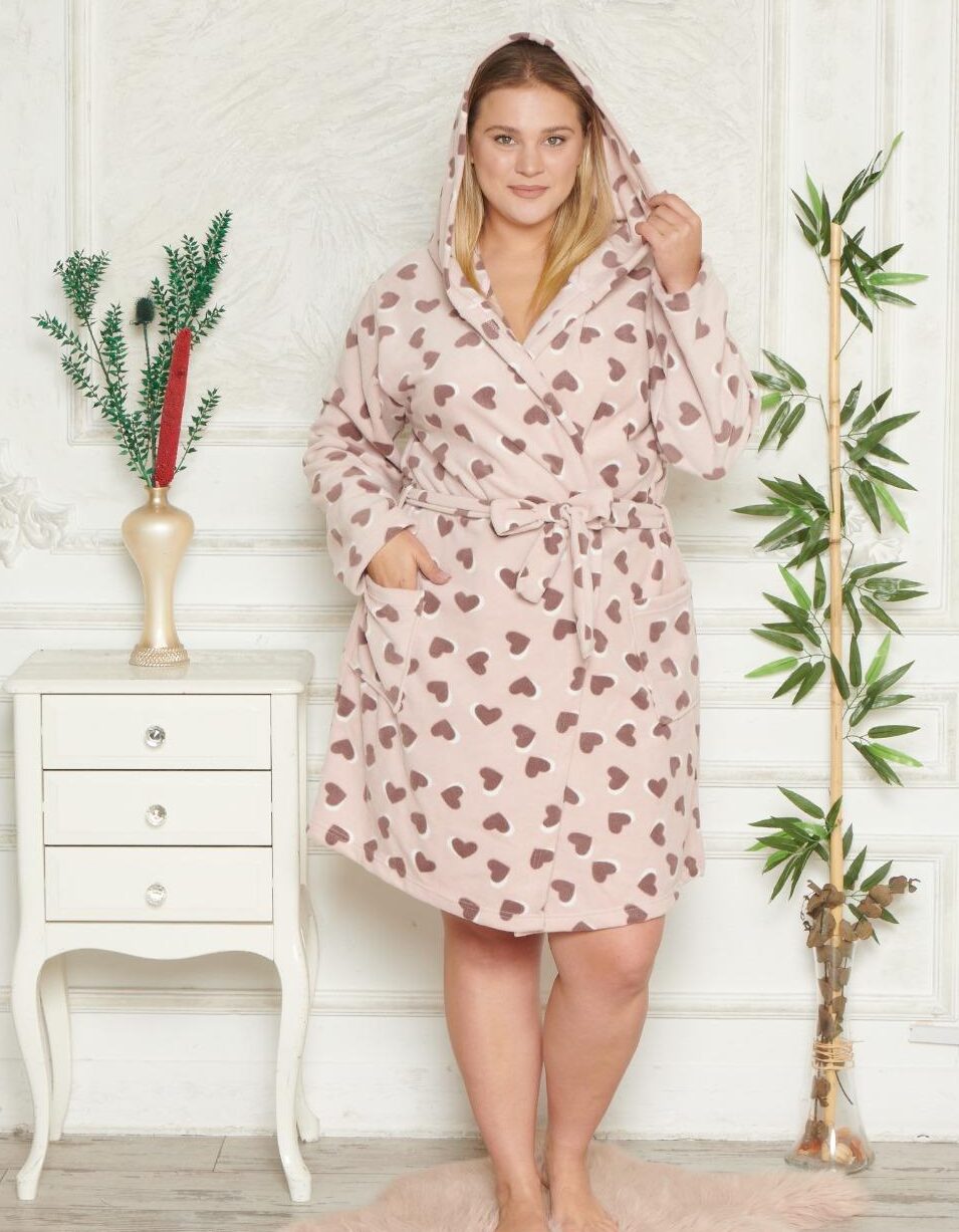 Morella Gold Szlafrok Damski Polarowy Większe Rozmiary kod; GD-1-14004 Rozmiary; 1XL-2XL / 3XL-4XL - zdjęcie 1